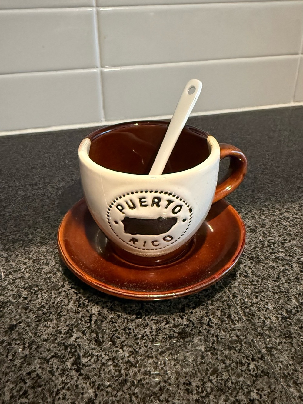 Puerto Rico Espresso Mug and Saucer with Spoon